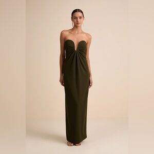 Lulu's Dark Olive Cutout U-Bar Column Maxi
